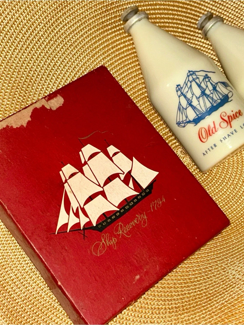 Old Spice Vintage #380 SHULTON Ship Bottle Aftershave Lotion Cologne For Men Set